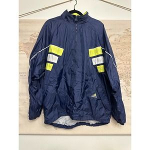 Men’s Adidas Full Zip Windbreaker Track Jacket Size XL Extra Large Blue Green